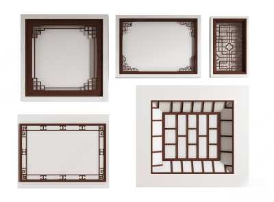 新中式吊顶3D模型下载